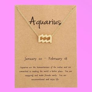 Aquarius Gold Toned Zodiac Necklace